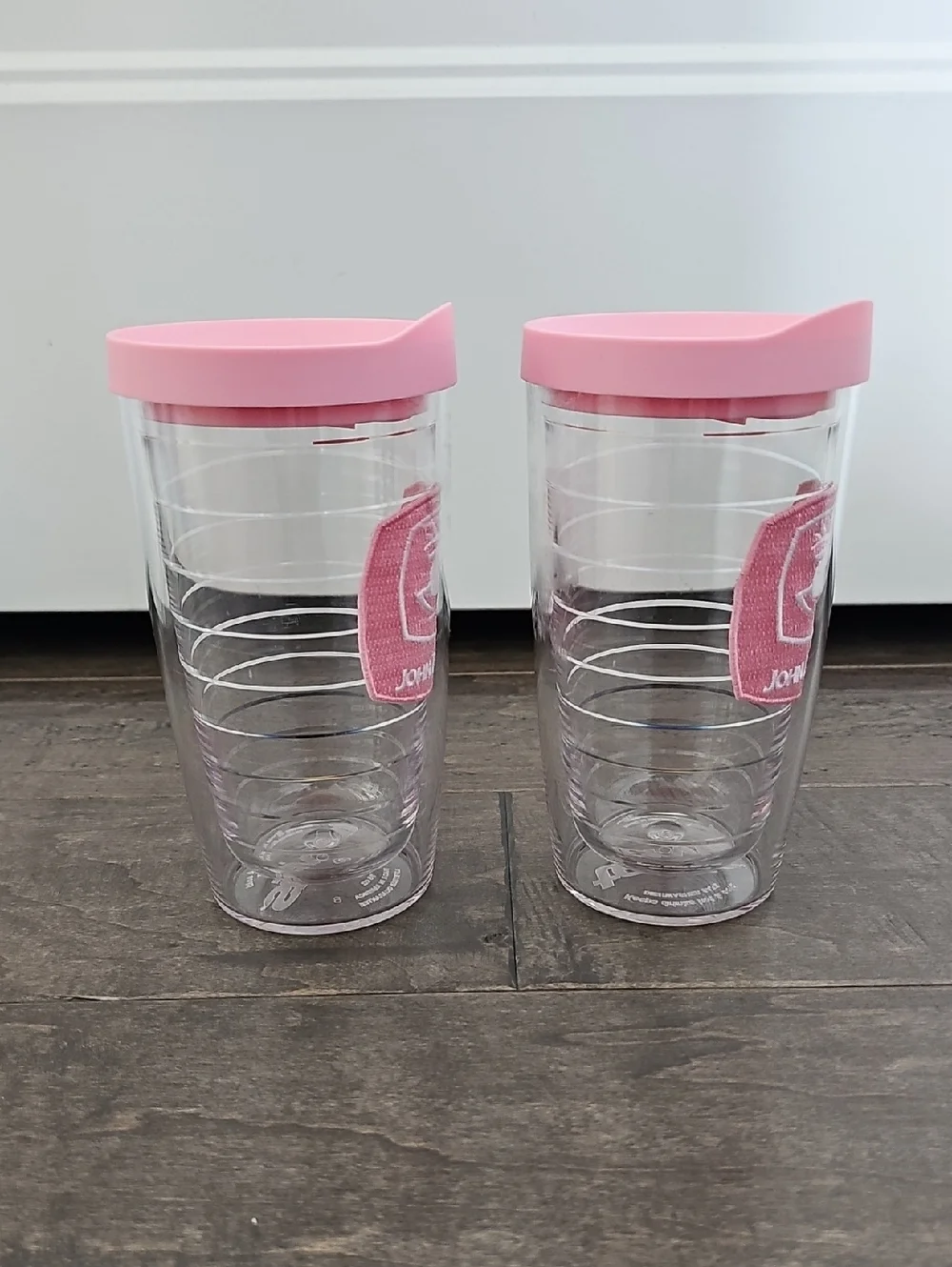 Vintage Pink & White John Deere Tervis Tumbler 24 oz - Qty 2